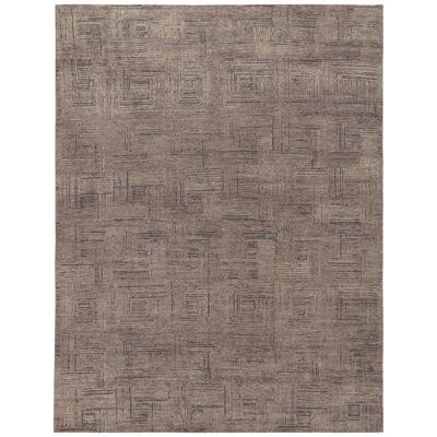 Hand-Knotted Abstract Rug in Gray, Beige-Brown Geometric Pattern by Rug & Kilim