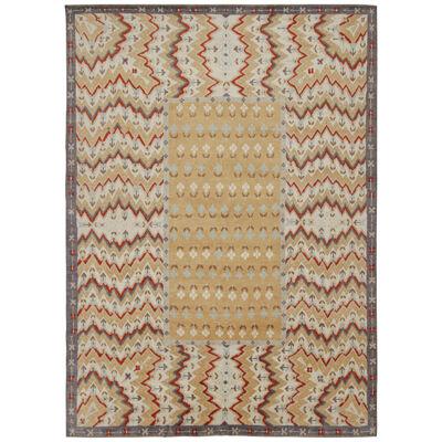 Rug & Kilim’s Tribal Style rug in Gold, Gray & Red Patterns