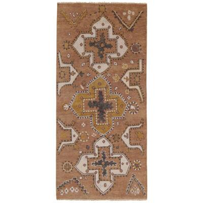 Rug & Kilim’s Tribal Style Rug in Rust With Gold and White Medallion Patterns
