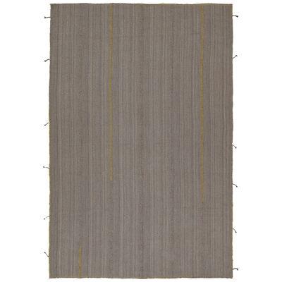 Rug & Kilim’s Contemporary Kilim Rug in Gray with Mustard and Brown Accents