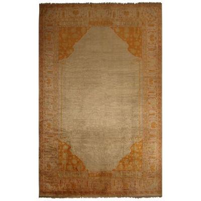 Antique Oushak Beige and Gold Wool Rug