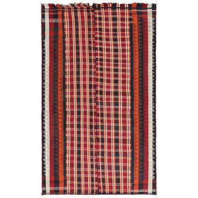 Vintage Persian Kilim in Red with Plaid Multicolor Stripes by Rug & Kilim