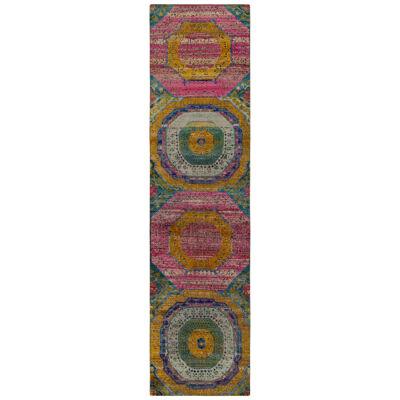 Rug & Kilim’s 17th-Century Mogul Style Runner in Gold, Pink & Blue Medallions