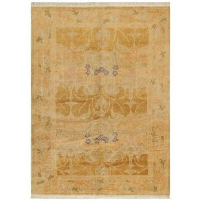 Rug & Kilim’s European Art Nouveau Style Rug In Beige And Gold Floral Pattern