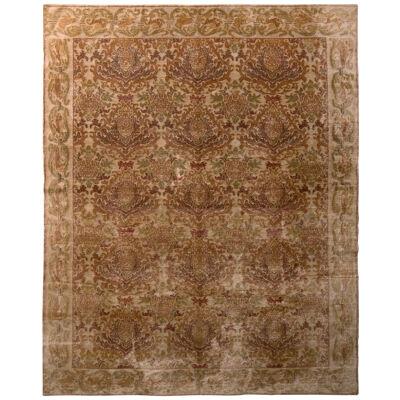 Hand-Knotted European Style Rug Beige Brown Pink Floral Pattern