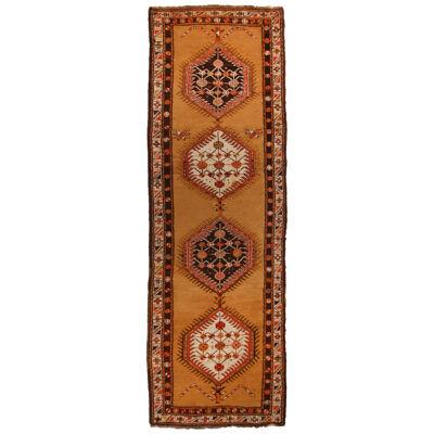 Antique Sarab Geometric Orange and Red Wool Persian Runner