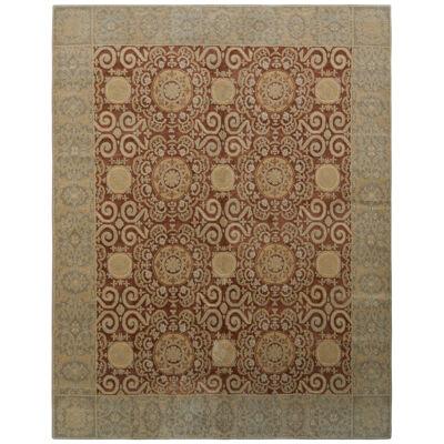 Rug & Kilim’s European Style Rug in Beige-Brown and Blue All Over Pattern