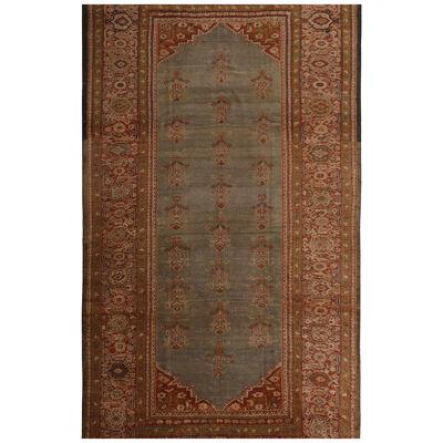 Antique Sultanabad Blue and Burgundy Wool Persian Rug With Gold-brown Highlights