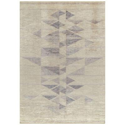 Rug & Kilim’s Scandinavian Style Deco Rug in Gray and Blue Geometric Pattern