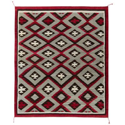 Navajo Kilim Style Rug in Gray, Red and Brown Geometric Pattern by Rug & Kilim