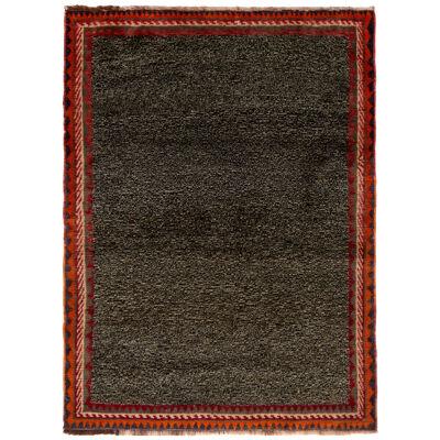 Antique Gabbeh Transitional Gray And Red Wool Persian Rug 