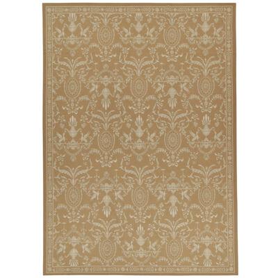 Rug & Kilim’s 18th-Century Aubusson Style Flat Weave In Brown With White Pattern