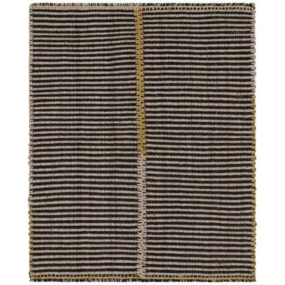 Rug & Kilim’s Contemporary Kilim in With Beige-Brown Stripes and Gold Accents