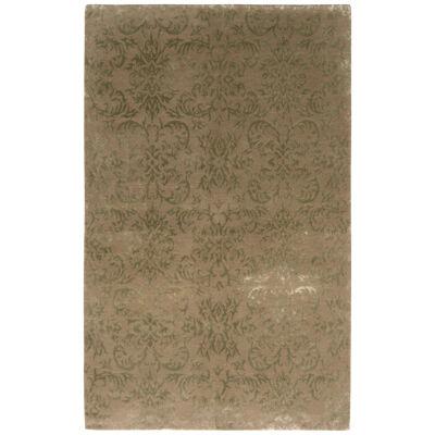Hand-Knotted European Style Rug Beige-Brown Green Floral Pattern
