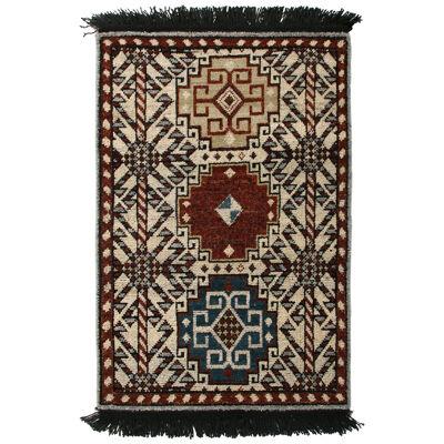 Hand-Knotted Qashqai Style Rug in Beige Red Geometric Pattern by Rug & Kilim