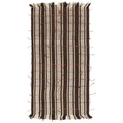 Vintage Baluch Persian Tribal Kilim in Brown and White Stripes by Rug & Kilim