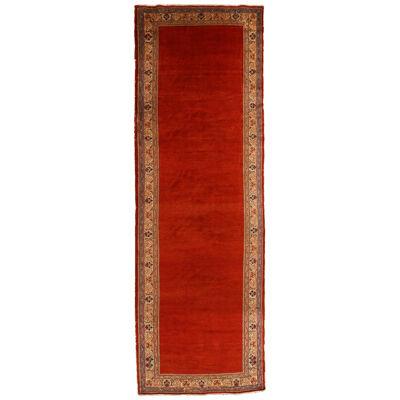 Vintage Mahal Red And Beige Wool Persian Runner With Open Field