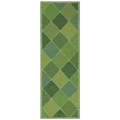 Rug & Kilim’s Scandinavian style Kilim in Green High-and-Low Diamond Patterns