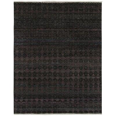 Rug & Kilim’s Contemporary Rug in Black, Blue and Purple Geometric Patterns