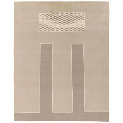 Rug & Kilim’s Art Deco Style Rug in Beige and Gray Geometric Patterns