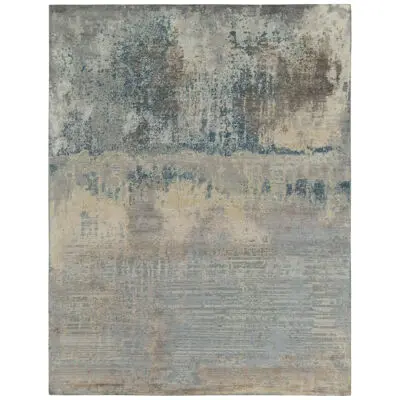 Rug & Kilim’s Abstract Rug in Silver-Gray and Blue All Over Pattern