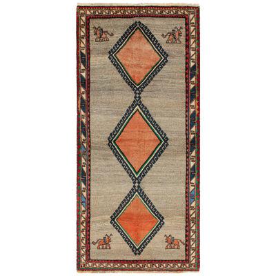 Vintage Persian Tribal Runner with Orange Medallions & Pictorials by Rug & Kilim