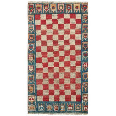 Vintage Qashqai Persian Gabbeh Runner with Checkerboard Pattern by Rug & Kilim