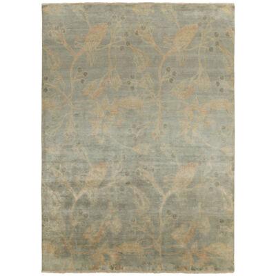 Rug & Kilim’s Contemporary Rug in Teal With Gold Floral Patterns