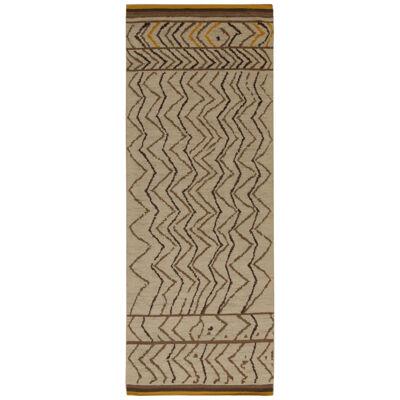 Rug & Kilim’s Moroccan Style Rug in Beige-Brown Chevrons With Gold Accents