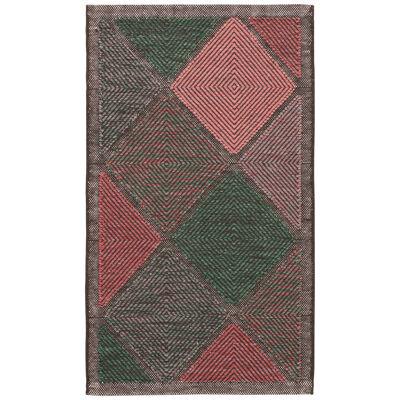 Rug & Kilim’s Scandinavian style Kilim in Brown, Pink and Teal Diamond Patterns