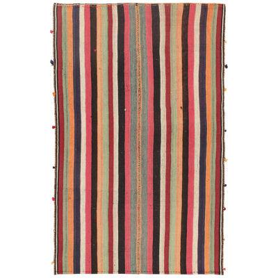 Vintage Persian Kilim with Vibrant Polychromatic Stripes by Rug & Kilim 