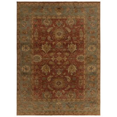 Rug & Kilim’s Classic Tabriz Style Rug With Beige & Blue Florals on Rust Red