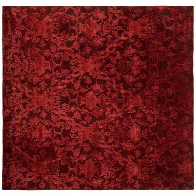Rug & Kilim’s Hand-Knotted European Style Rug In Red All Over Floral Pattern
