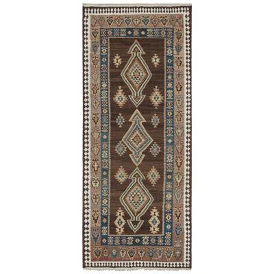 Vintage Persian Tribal Kilim with Brown and Blue Medallions by Rug & Kilim
