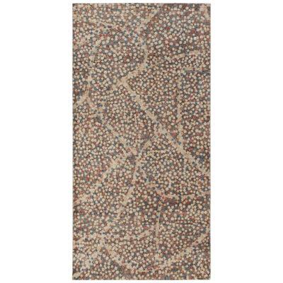 Distressed Abstract Rug in Brown, Red & Blue Dots Pattern by Rug & Kilim