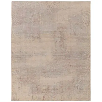 Distressed Style Modern Rug in Beige-Brown, Blue Abstract Pattern by Rug & Kilim