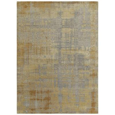 Rug & Kilim’s Abstract Rug in Gold and Silver-Gray All Over Streak Pattern