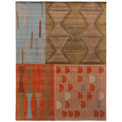 Rug & Kilim’s Mid-Century Modern Style Rug in Beige-Brown and Red Retro Pattern