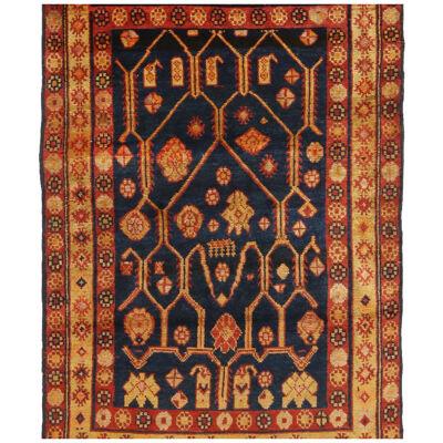 Antique Samarkand Khotan Traditional Red and Blue Wool Rug