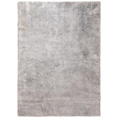 Rug & Kilim’s Textural Plain Rug in Gray/Silver Two Tones, High Pile