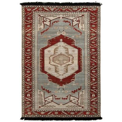 Rug & Kilim’s Transitional Style Rug in Blue and Red Medallion Pattern