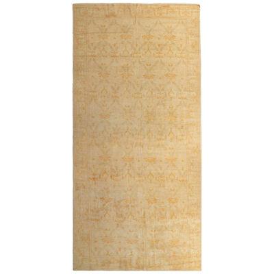 Hand-knotted Antique Spanish European Rug, Gold, Yellow, Beige Floral Pattern