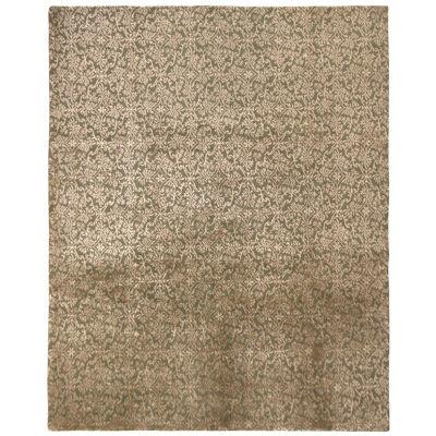 Hand-Knotted European Style Green and Beige Brown Floral Pattern by Rug & Kilim