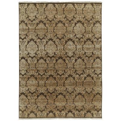 Rug & Kilim’s Classic Italian Style Rug in Brown With Gold Floral Patterns