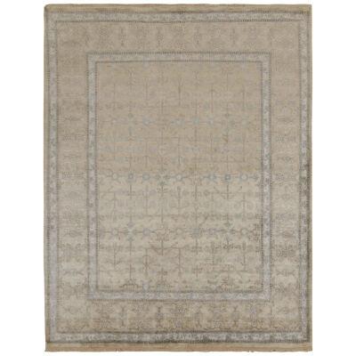 Rug & Kilim’s Khotan Style Rug in Ivory With White & Blue Floral Patterns