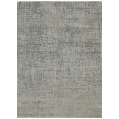 Rug & Kilim’s Abstract Rug in Gray and Stone Blue Geometric Pattern