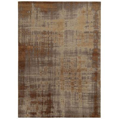 Rug & Kilim’s Abstract Rug in Copper-Brown, Gold and Grey All Over Pattern