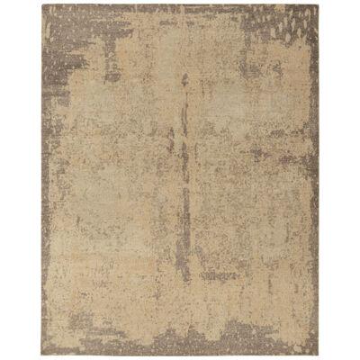 Distressed Style Modern Rug in Beige-Brown Abstract Pattern by Rug & Kilim