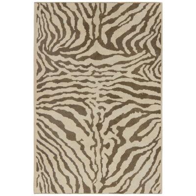 Vintage Tiger Skin Style Rug in Taupe with Brown Pattern - by Rug & Kilim