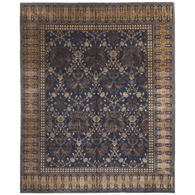 Rug & Kilim’s Custom Contemporary Pictorial Blue and Beige Wool Dragon Rug